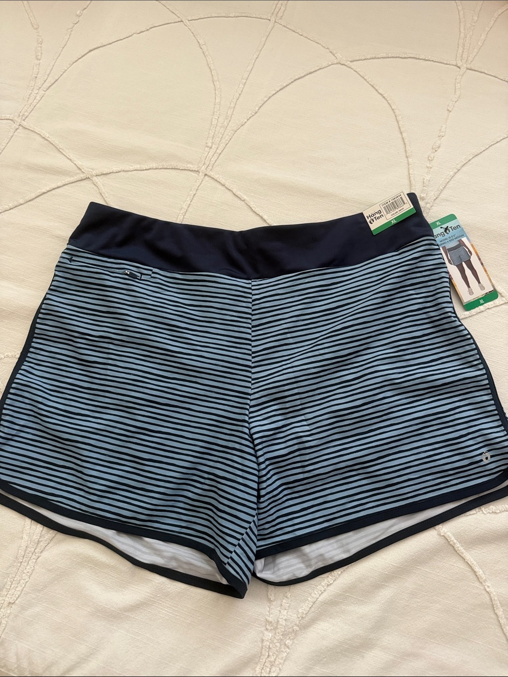 Hang Ten Striped Blue Women's Active Shorts